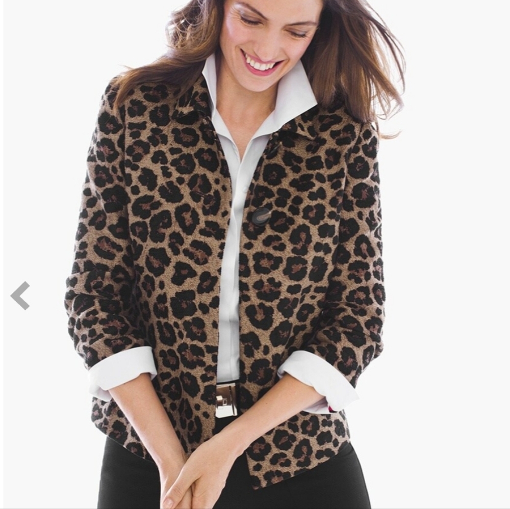 Women's Chico's Animal Jacquard Swing Jacket Size 0/Small